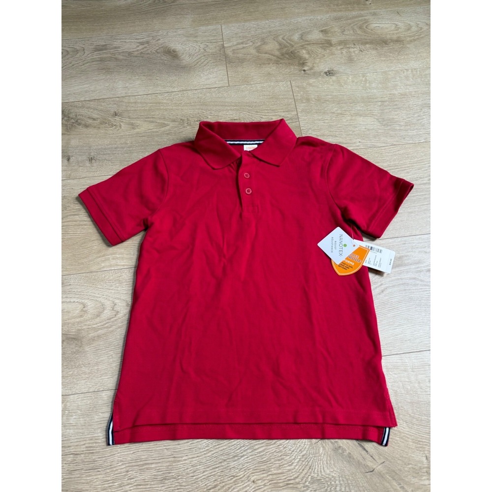 NWT Boys Kids Gymboree playproof‎ uniforms nanotex short sleeve red polo size 7